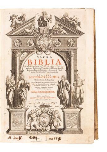 BIBLE IN LATIN.  Sacra Biblia Vulgatae editionis.  2 vols.  1609.  Vol. 1 lacks 4 preliminary leaves.